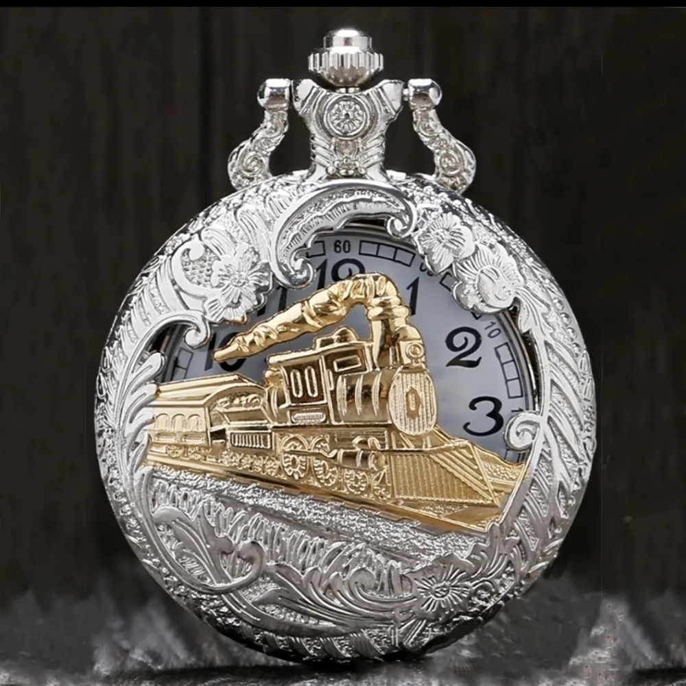 New 16 inch Train Pocket Watch Gift